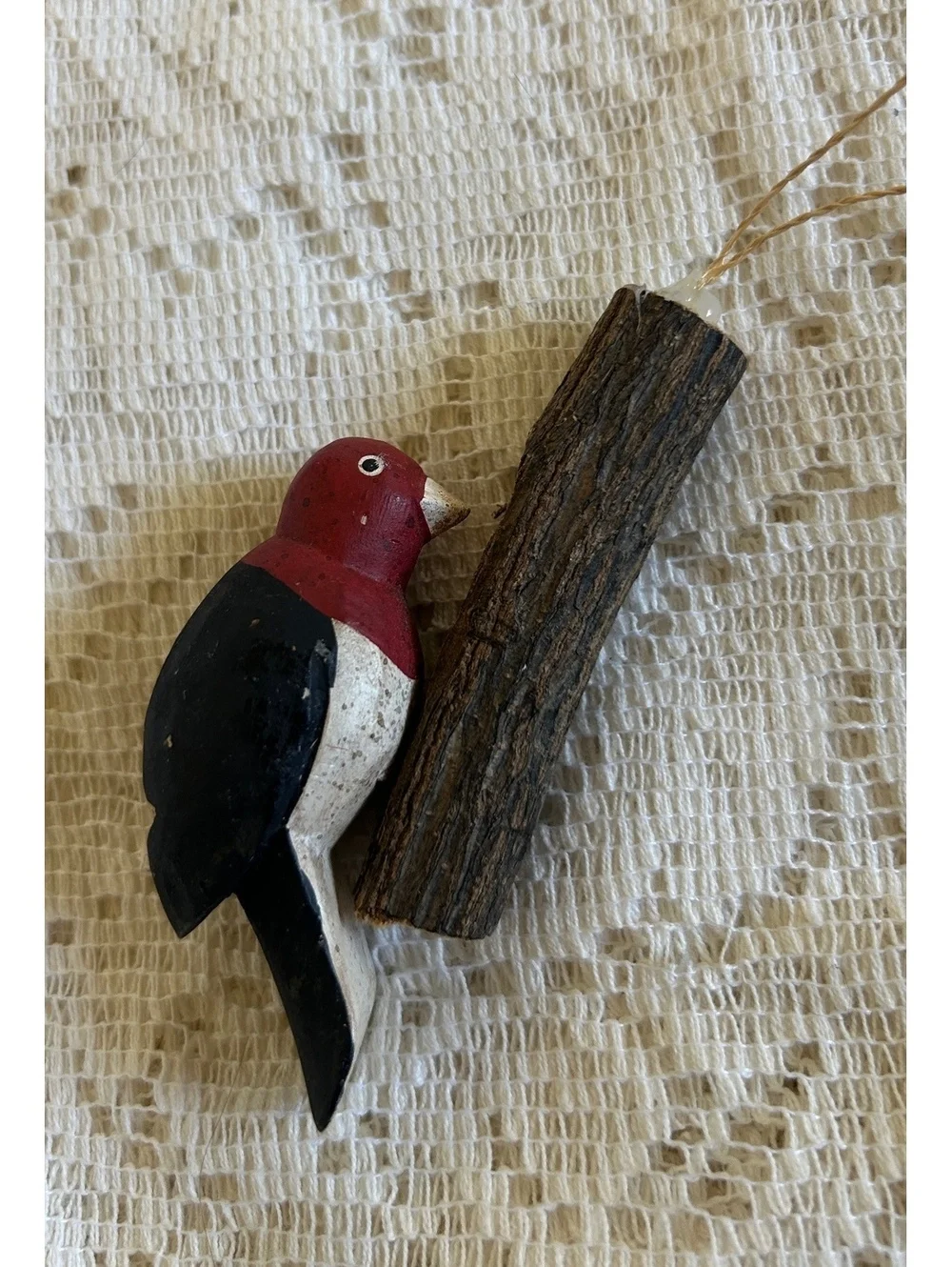 Hand-Carved Wooden Bird and Santa on Duck Christmas Ornaments